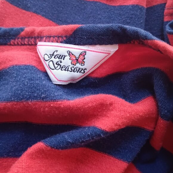 Vintage Women's Medium T-shirt Single Stitch 1970's Striped Butterfly Patch boho - Picture 7 of 7